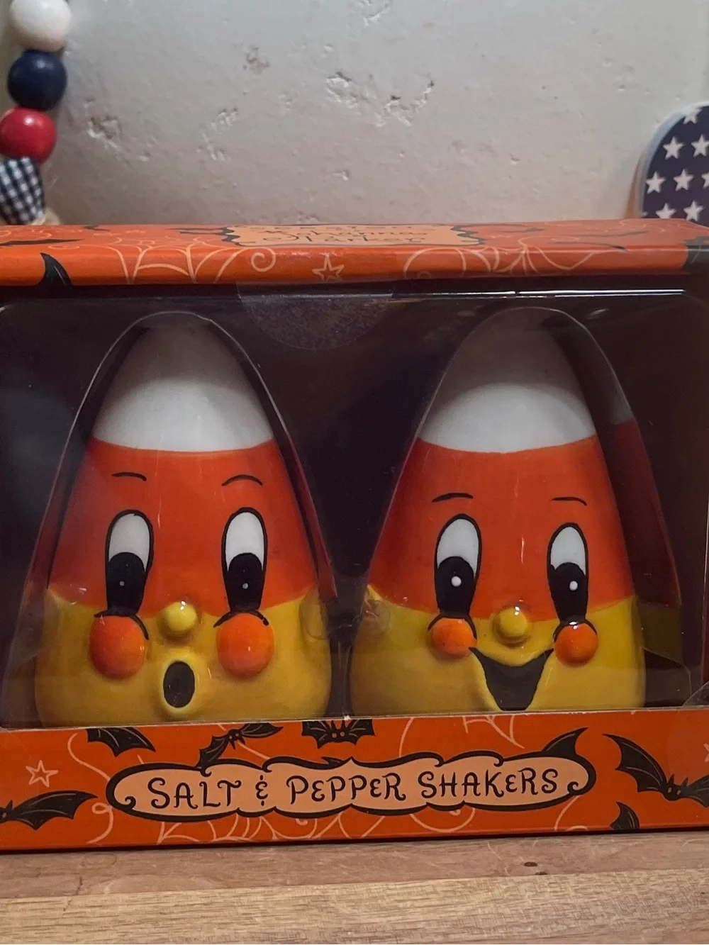 Johanna Parker-Candy Corn Salt & Pepper Shakers-NIB